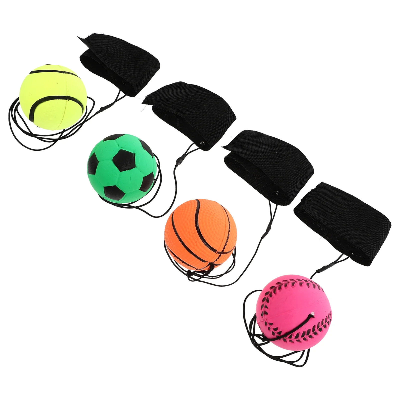 

4 Pcs Kids Football Fluorescent Bouncy Wrist Balls Decompression Toy Elastic Vent Relaxing Toys Throwing Hand Toss Parent-child