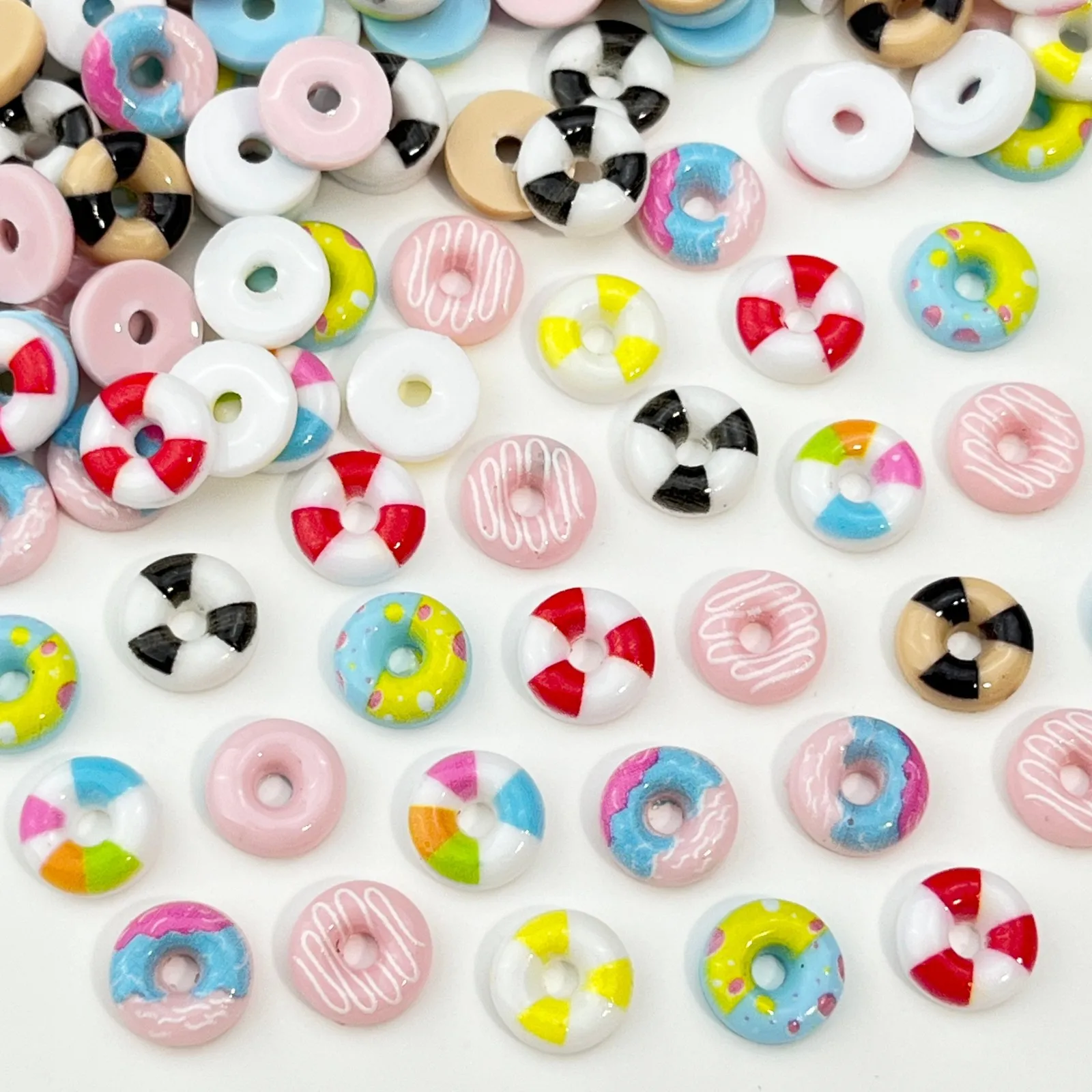 50개 가샤폰 레진 DIY 인조 꽃 귀여운 액세서리 네일아트 참 3D 곰돌이 모양 크림 쿠키 네일아트 액세서리