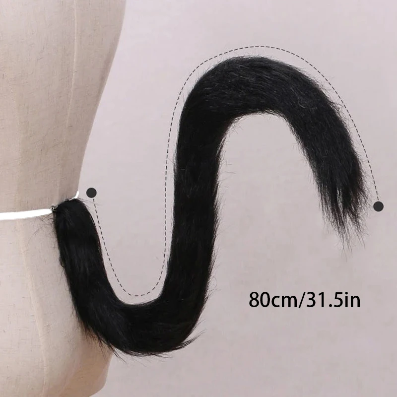 Animal Costume Set 80CM Long Adult Kids Anime Solid Color Plush Cat Wolf Cosplay Props Ears Bandana Tail For Halloween Lolita