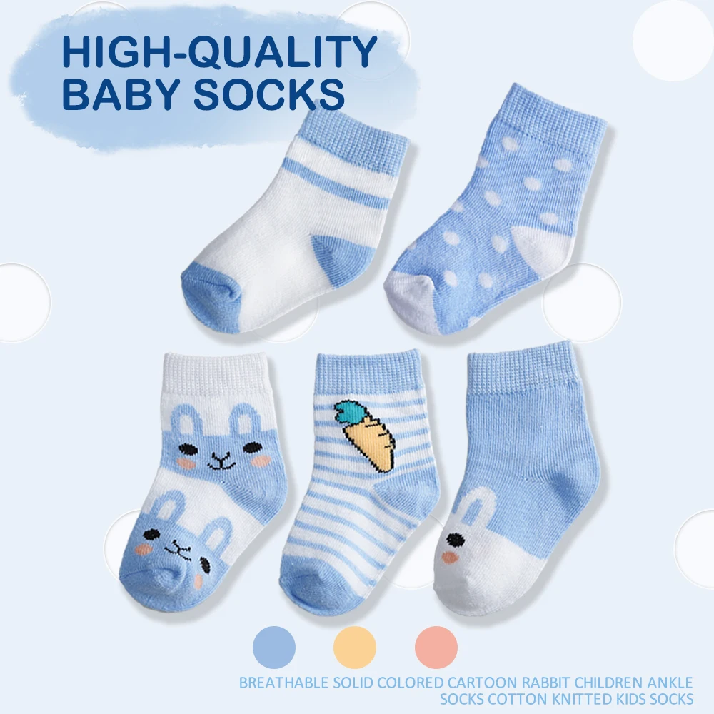 

5Pairs 2024 Baby Socks for Kids Girls Boy Cotton Stripe Cartoon Animals 1-8 years old Four Seasons Toddler Knitted socks