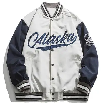 Embroidery Bomber Jacket Men 2023 Spring Loose Windbreaker Coats Clothing American Patchwork Women's Jacket Hip-Hop Streetwear 1