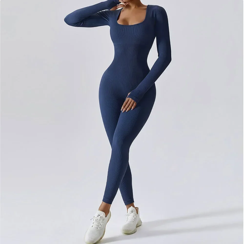 

Bodysuit Rib Workout Wear Women Push Long-sleeved Tight Gym Seamless Yoga Dance Clothes Up Spring Suit Athletic Fitness