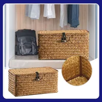 Wicker Storage Basket Woven Rattan Storage Laundry Basket With Lid Wooden Large Storage Box Home And Decoration Acceesories 1