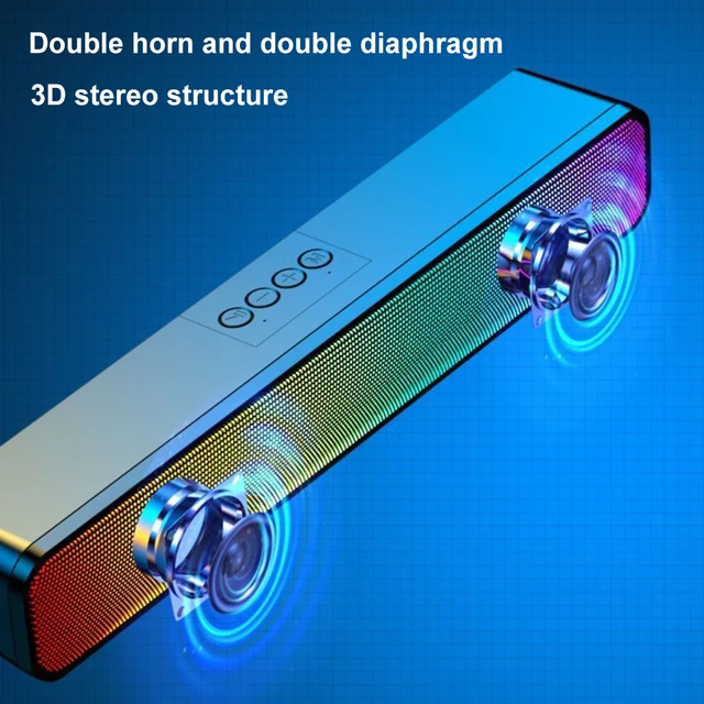 RGB Wireless Speaker Bluetooth-Compatible Portable Mini Loudspeakers with Subwoofer Desktop Speaker Double Speaker for PC Laptop 4
