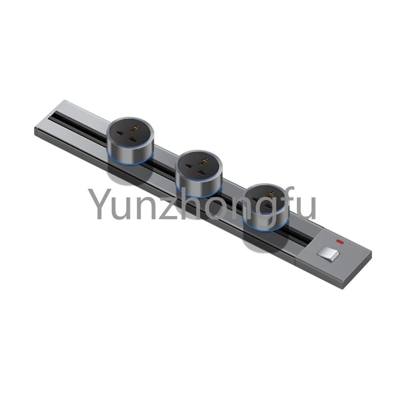 

Waterproof Wall-Mounted Multifunctional UK Aluminum Adapter Power Rail Socket Gray 60CM with 3 Adapters