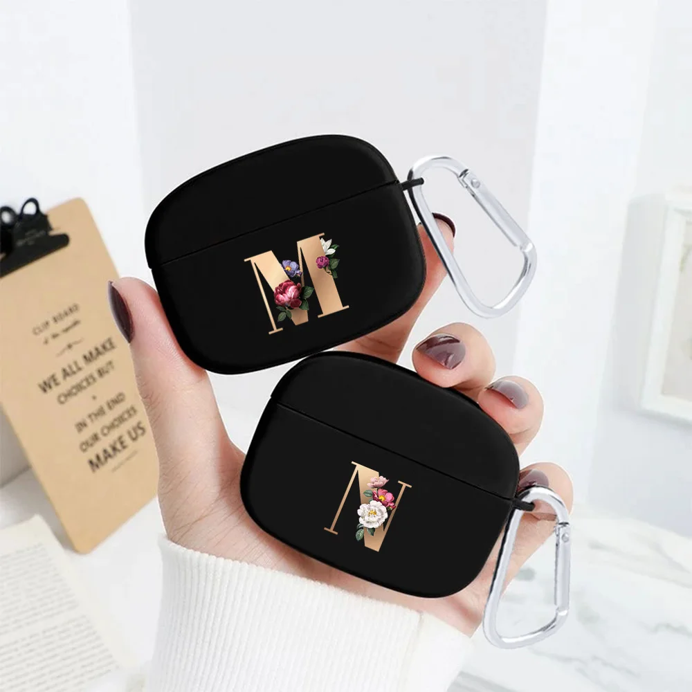 

Initial alphabet Case For Apple AirPods 3 Flower golden letters Soft Bluetooth Earphone Protective Cover For Air Pods 3 Cases