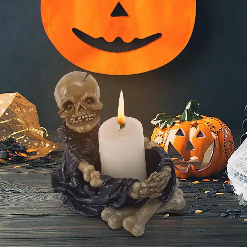 

Подсвечник для Хэллоуина, подсвечник из смолы в виде черепа, ароматизированный подсвечник в готическом стиле, горшок в виде черепа, ужас, скелет, украшение для свечи