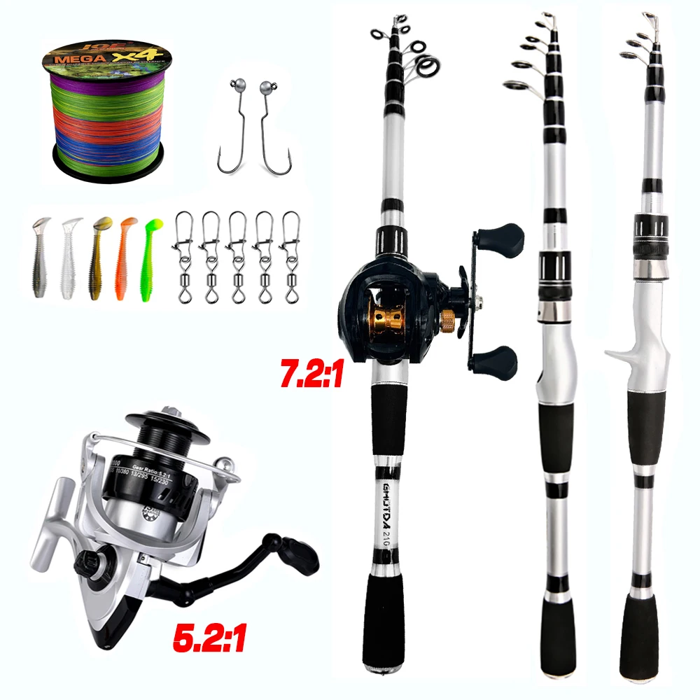 ZORBES Portable Carbon Fiber Telescopic Spinning Fishing Rod Set 1.8m with Reel & Lure Kit main image 1