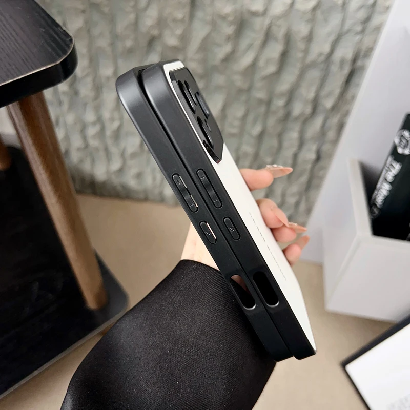 Luxury PU Leather Soft TPU Bumper Back Minimalist Phone Case