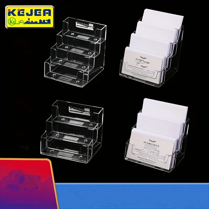 1 Pc Clear Desk Shelf Box Storage Display Stand Acrylic Plastic Transparent Desktop Business Card Holder  Place Card Holder