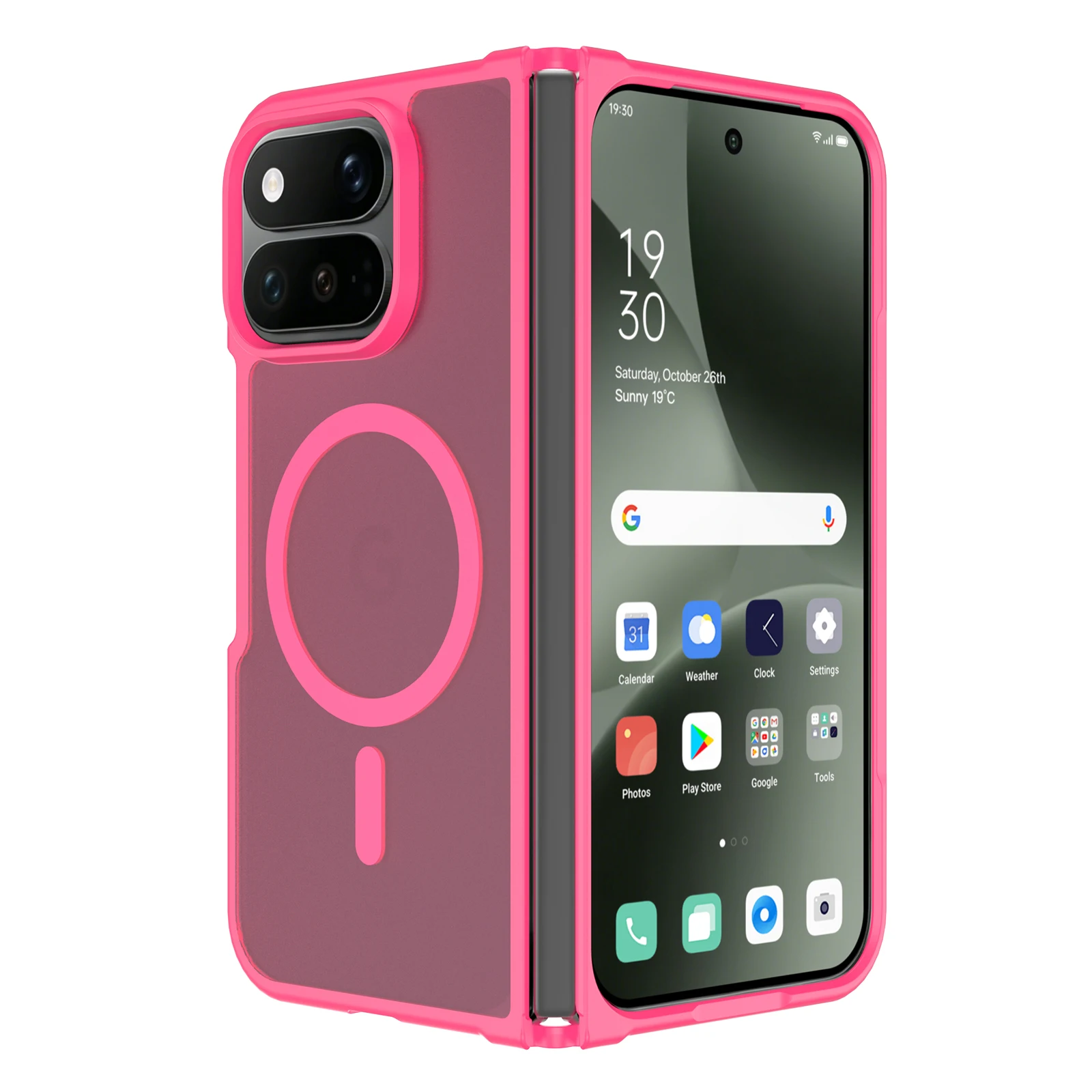Deluxe Frosted Magnetic 2-in-1 Folding Phone Case with Wireless Charging Compatibility