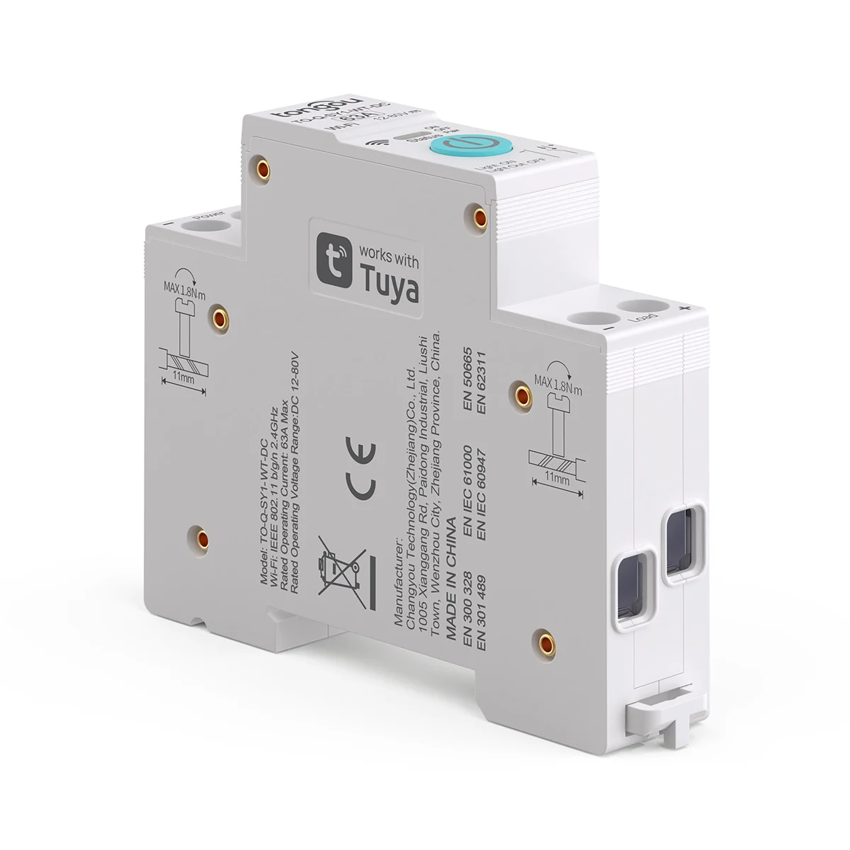 TUYA DC WIFI Smart Circuit Breaker 1P 63A DIN Rail for Smart Home wireless Remot