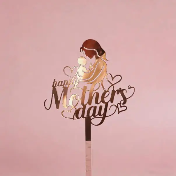 Elegant Gold & Red Acrylic MOM Cake Topper - Perfect for Mother's Day Celebrations & Birthday Parties