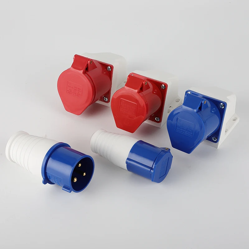 

Industrial plug and socket waterproof connector 3PIN 4PIN 5PIN 16A/32A IP44 waterproof electrical connection wall mount socket