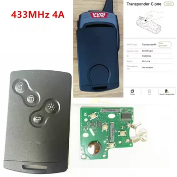 1/2/5 pezzi chiave per auto a 4 pulsanti 433 MHz 4A pcf7945 pcf7953 sistema intelligente Keyless Go Entry per il 2009 - 2015 Clio IV 2013 - 2017 Captur