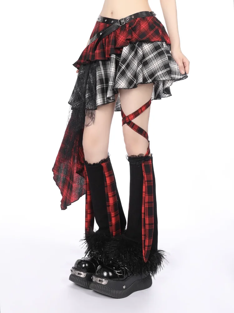 Harajuku Grunge Gothic Skirt Women Streetwear Punk Dark Plaid