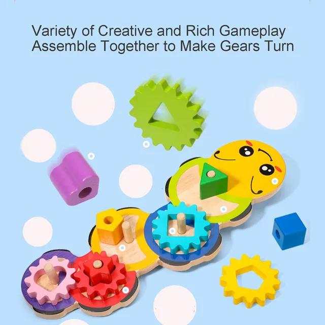 Wood Gear Toys Wood Stacking Toys Gear Shape Sorting And Color Recognition Toddler Toys For Boys Girls Learning Colors 5