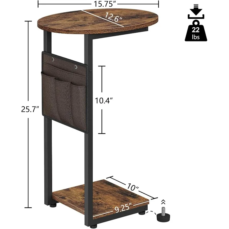 C Shaped End Table for Couch, Small Side Table for Couch, Small Couch Side Table for Small Spaces 2