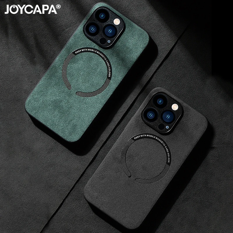 Custodia di ricarica wireless originale in pelle scamosciata per Magsafe per iPhone 14 13 12 Mini 11 Pro Max X S XR 7 8Plus Soft_voghion.com