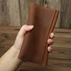Luufan Vintage Genuine Leather Long Wallet Men Women Credit Card Holder Clutch Purse Coin Zipper Business Moible Phone Wallet 6