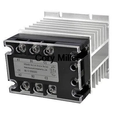 

DC-AC 25A 5-32VDC/ 380VAC Three Phase SSR Solid State Relay w Aluminum Heat Sink