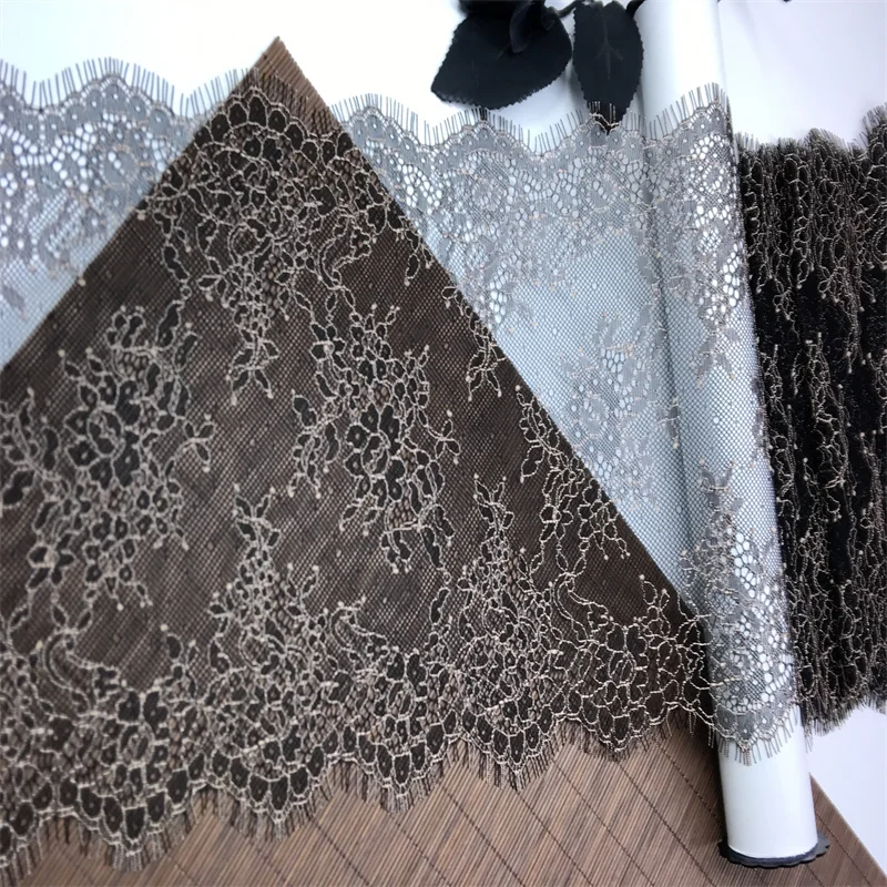 Spitzenbesatz, Schokolade, Wimpernspitze, braune Farbe, Chantilly-Spitzenbesatz, Bekleidung, zweifarbiger Stoff, Spitze, DIY, dunkelgrüne Spitze, Nähen, Basteln – Detail 15