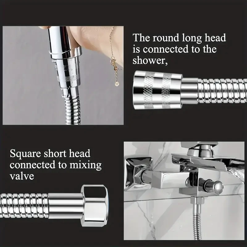 Shower Hose Stainless Steel Anti-Kink Leak-Proof Universal G 1/2 Connection