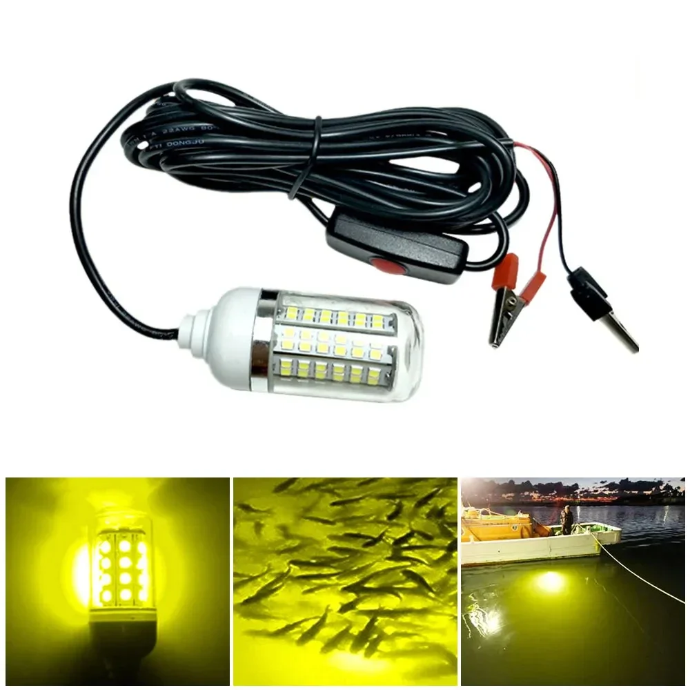 Underwater 12V LED Fishing Lure Light - 100W, IP68 Waterproof, Multi-Color Attractant