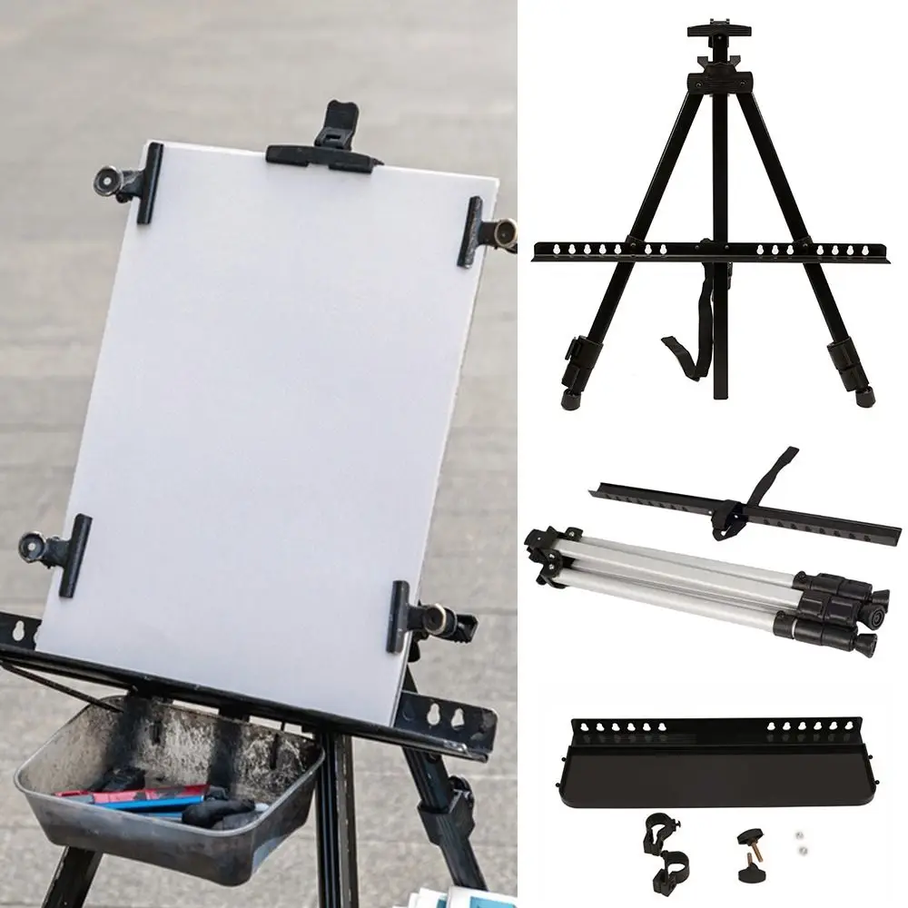 Adjustable Sketching Easel Triangle Aluminum Alloy Display Stand Tool Shelf Installation Free Travel Easel Art Exhibition - 2