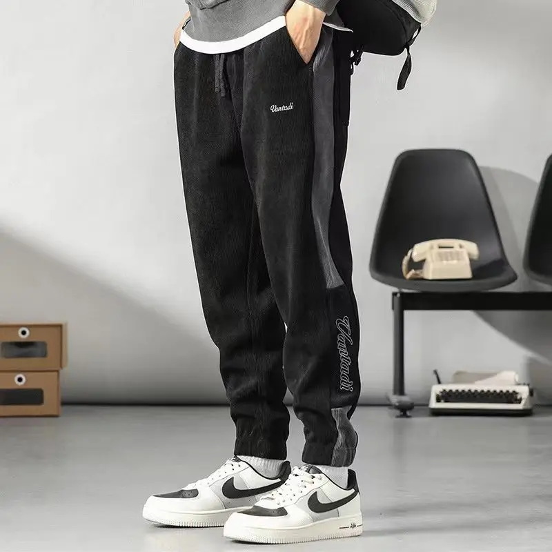 2023 Autumn Winter New Solid Color Fashion Elastic Waist Haren Pants Man High Street Casual Loose Pocket All-match Sweatpants