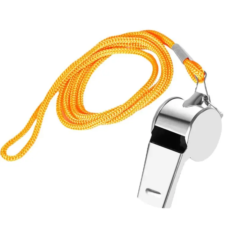 Metal Whistle with Rope Professional Soccer Referee Extra Loud Whistle for Football Basketball Sports Training Outdoor Survival