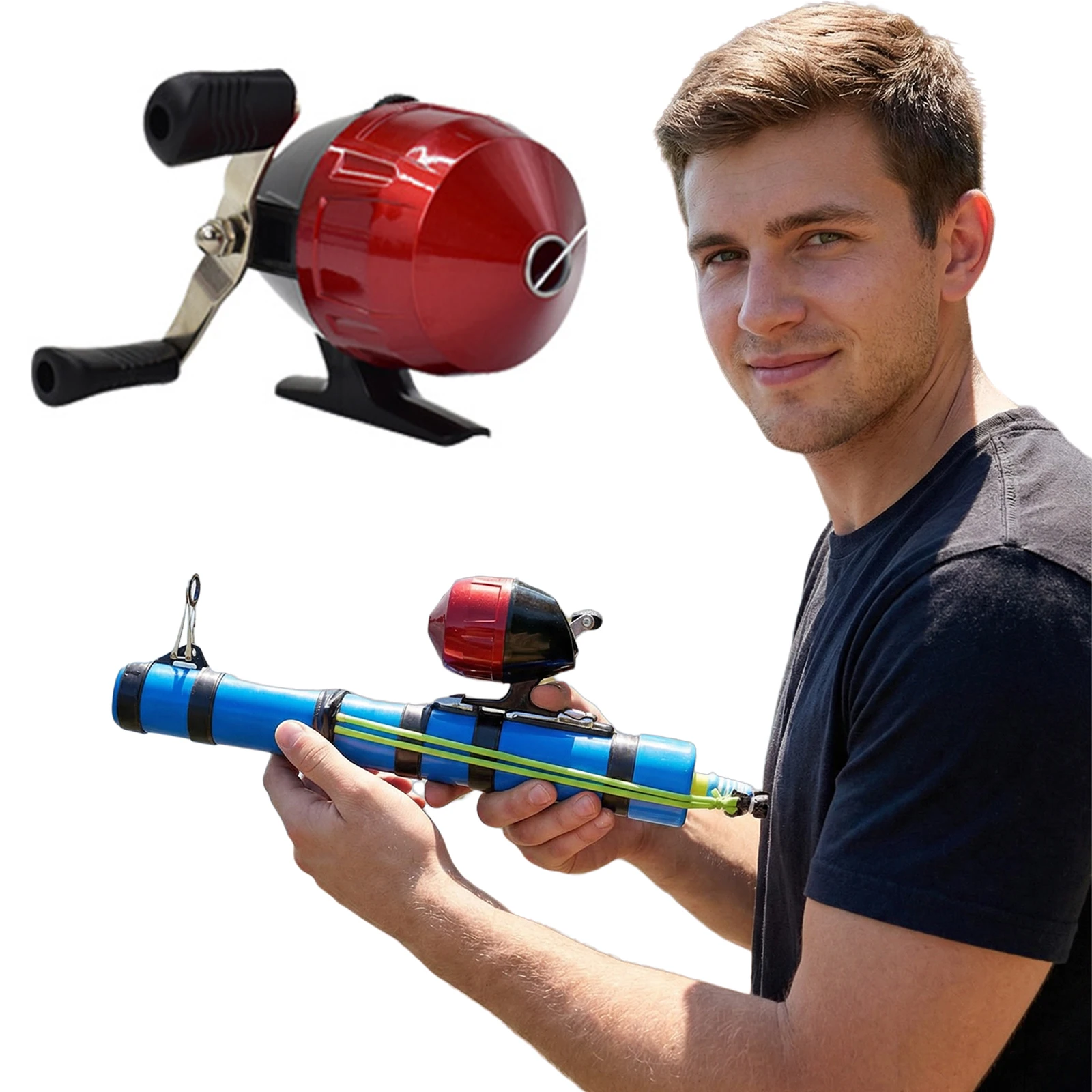 Fishing Catapult Rod,Slingshot Casting Tool w/ Adjustable Latex Tubes&Ergonomic Handle for Saltwater and Freshwater Bait Feeding