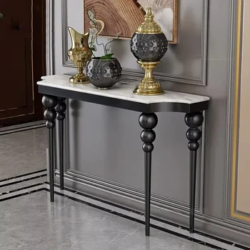 Tavolo Consolle in Metallo per Soggiorno, Design Vintage, Tavolo Stretto per Ufficio, Arredamento di Lusso