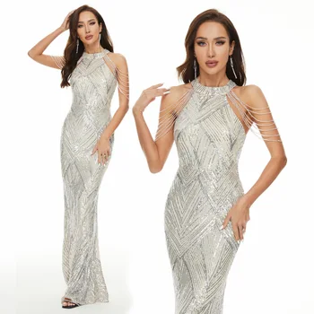 2026 Silver Mermaid Evening Long Dress Robe De Soiree Femme Vestidos De Fiesta Bridesmaid Dress Mariage Robe Vestidos 1