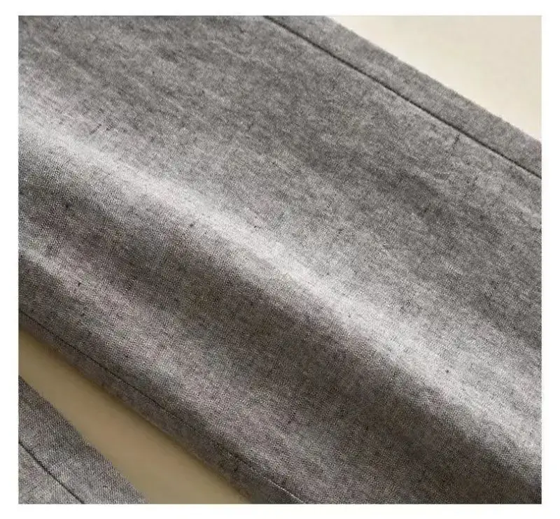 Pantalones holgados de pierna ancha para mujer, ropa básica informal de lino liso, elástica, de cintura alta, hasta el t