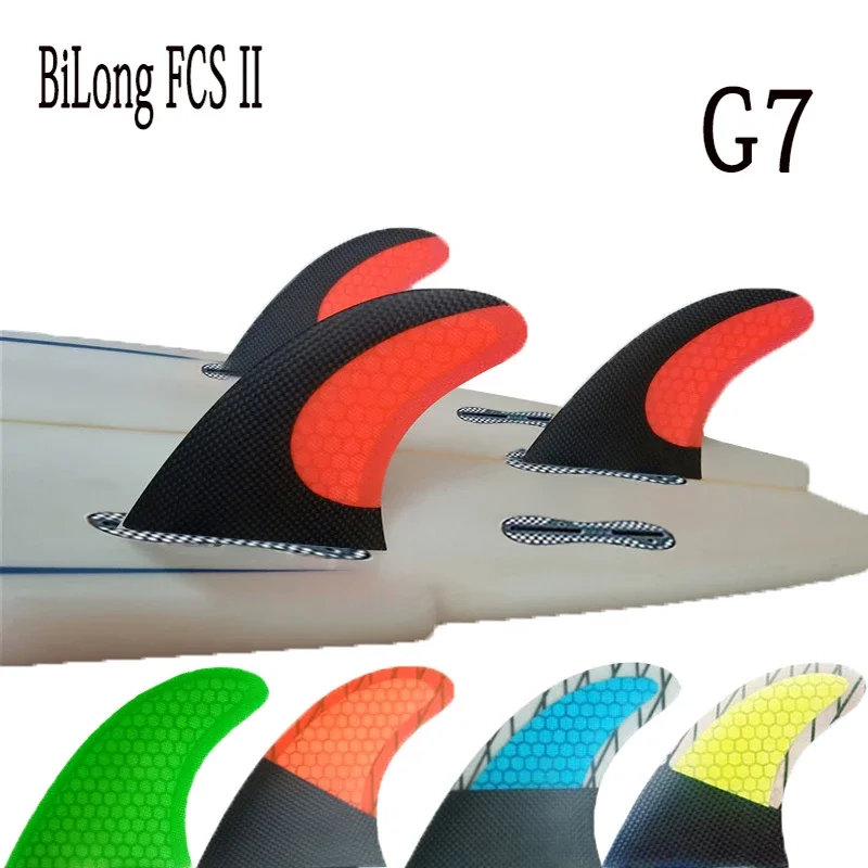 Surfboard Fin BiLong FCS II G7 Surfboard Fins Thruster Fiberglass Honeycomb with Carbon L Size