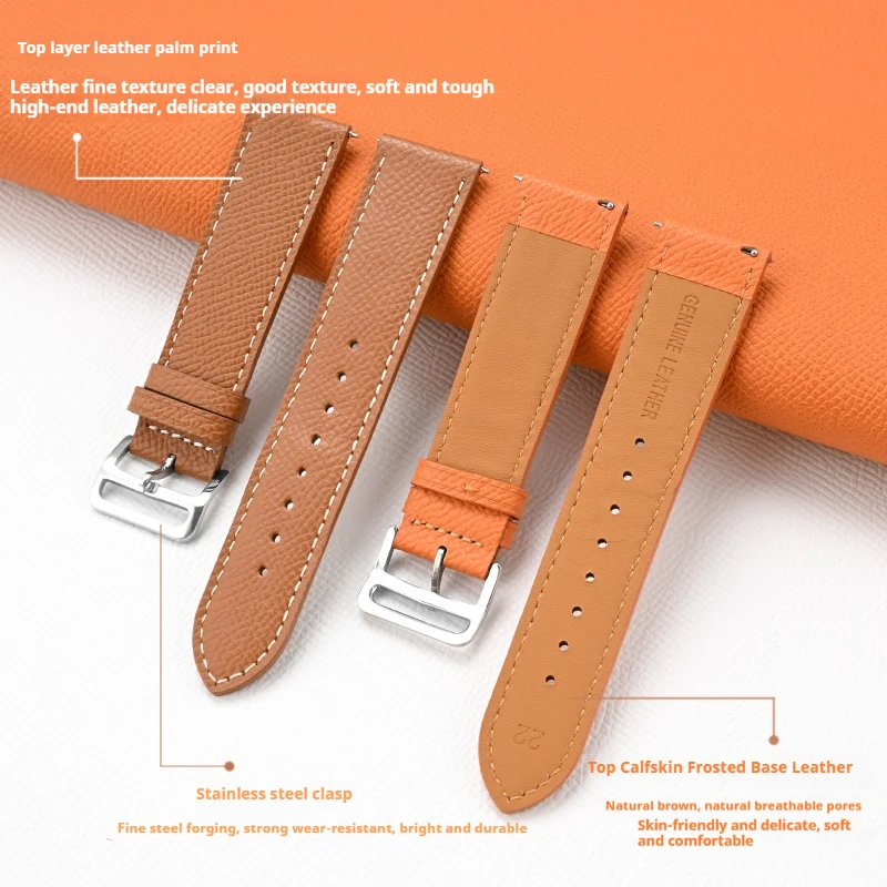 Premium Genuine Leather Watch Strap - Universal Quick Release Band in Cowhide
