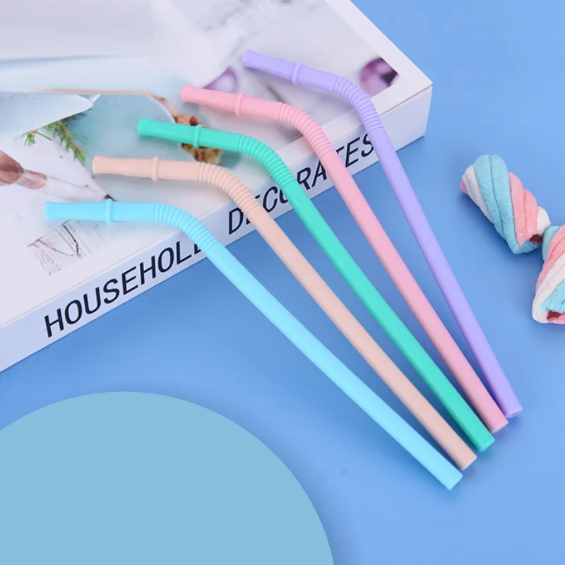 6PCS Reusable Food Grade Transparent Bendable Silicone Straws Straight  Drinking Straw With Cleaning Brush Set Party Accessory - AliExpress