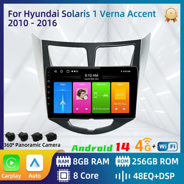 Autoradio pour Hyundai Solaris 1 Verna Accent 2010 - 2016 Android voiture lecteur multimédia Carplay Auto GPS Navigation stéréo 2 Din 1