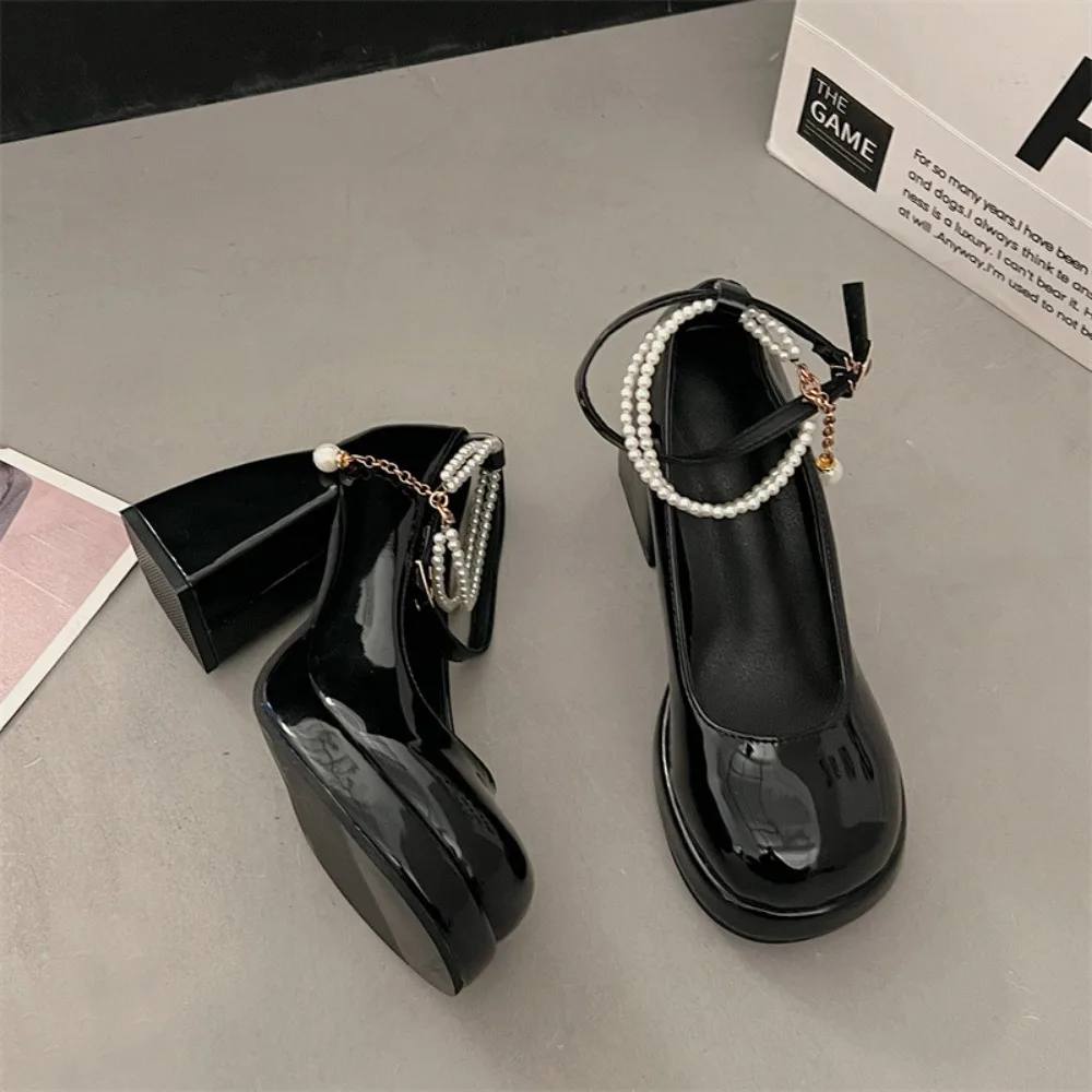 

French Platform Mary Jane Shoes women Spring Autumn New Round Toe Women's Leather Shoes Cute Style Ladies High Heels