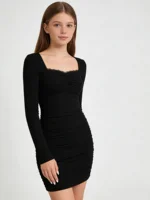Nouvelle arrivée printemps/automne pour adolescentes : robe longue transparente à manches longues - élégante, amincissante, sexy et flatteuse avec une taille cintrée 5
