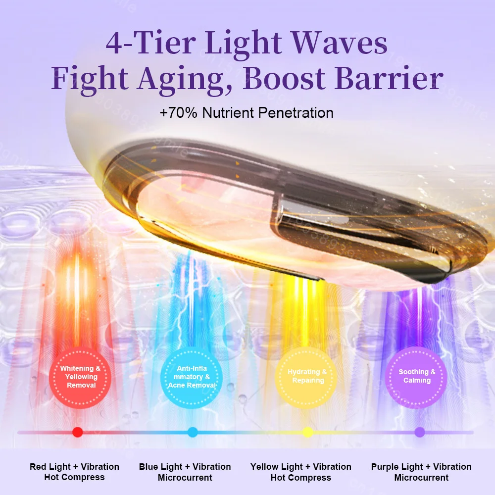 Ems Microcurrent Facial Device 4-Color Led Light Therapy Vibration for Skin Lifting Rejuvenation Skin Firming Face Beauty Device