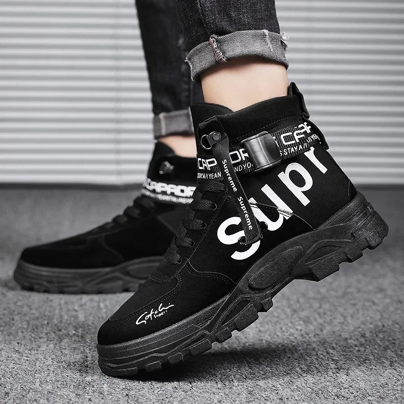 Fashion Men's Boots High-top Tooling Men's Ankle Boots designer Motorcycle Boots comfortable Leather Shoes Male Big Size 39-46 2