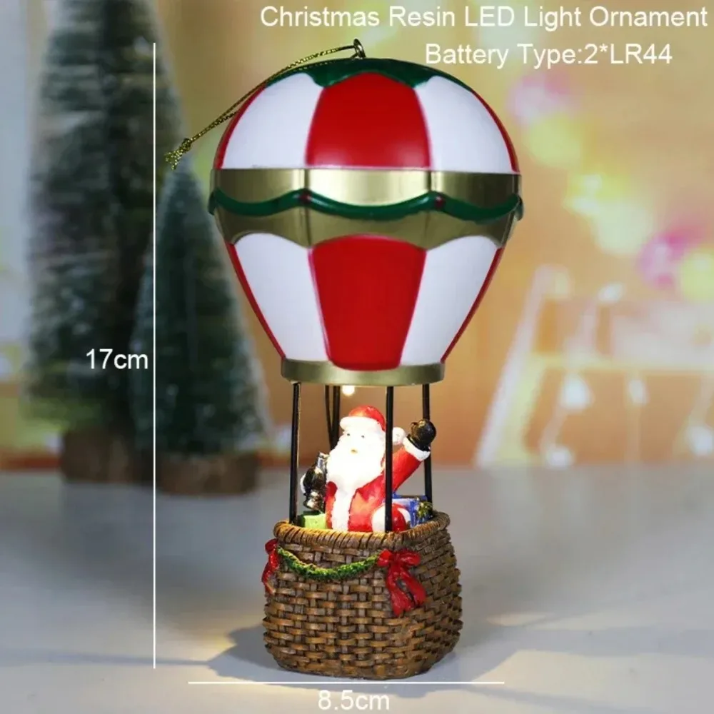 Christmas Glowing Ornaments, Santa Claus Snowman Hot Air Balloon with LED Light, Christmas Tree Ornaments Kids Toy New Year Gift 5