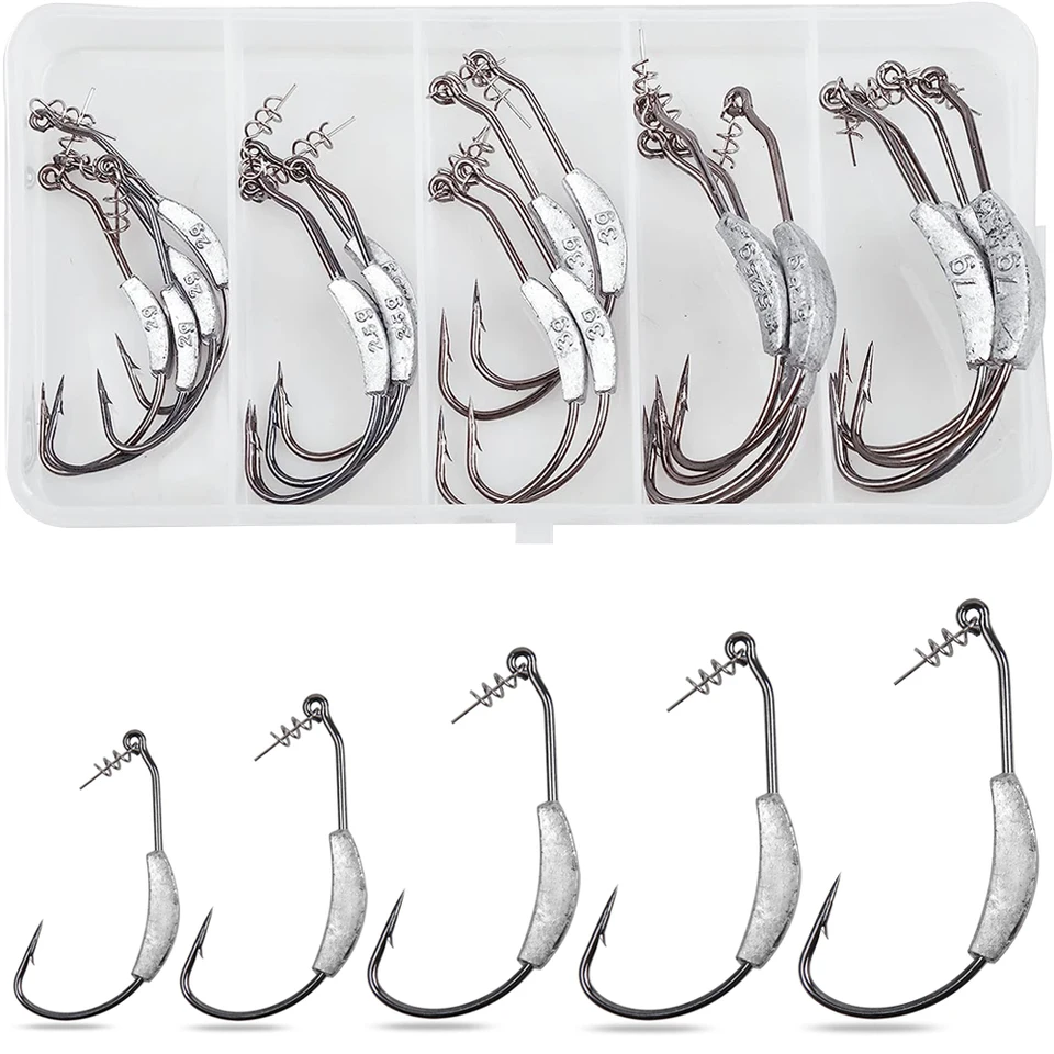 Weighted Swimbait Hooks 20pcs - Twistlock Worm Hooks For Bass Fishing, Fresh/Saltwater