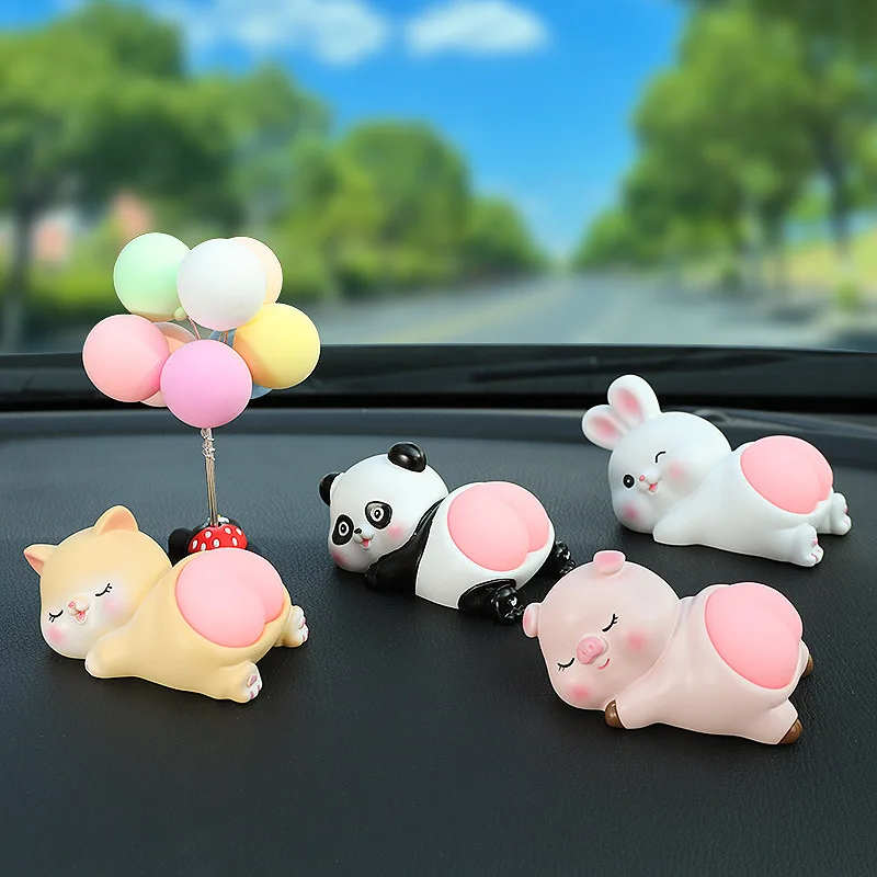 2023 New Cute Kawaii Car Accessories Decor Funny Pig Doll Panda