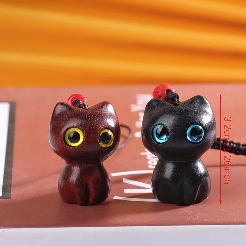 Sandelholz Holz Katze Schlüssel bund Anime niedlichen Handy-Kette Holz tasche Anhänger Zubehör Autos chl üssel Anhänger Charms – Detail 6