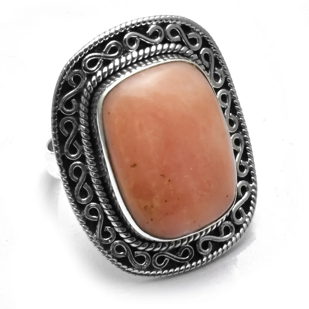 

Genuine Pink Opal Ring 925 Sterling Silver Fine Jewelry Women gift, Size : 8 , AR5305
