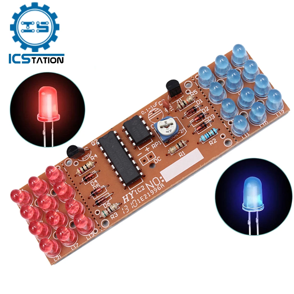 DIY-Electronic-Kit-NE555-CD4017-IC-Red-Blue-LED-Strobe-Flashing-Light ...