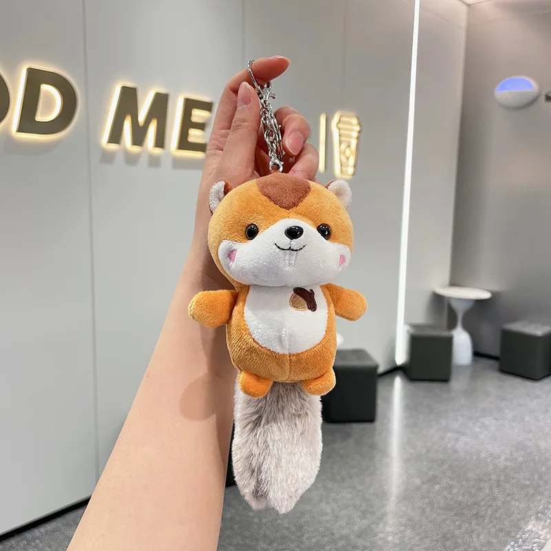 Kawaii Mini Squirrel Stuffed Animals Pendant Decorations Keychain Key Ring Backpack Squirrel Christmas Bitrhday Gift for Kids 4